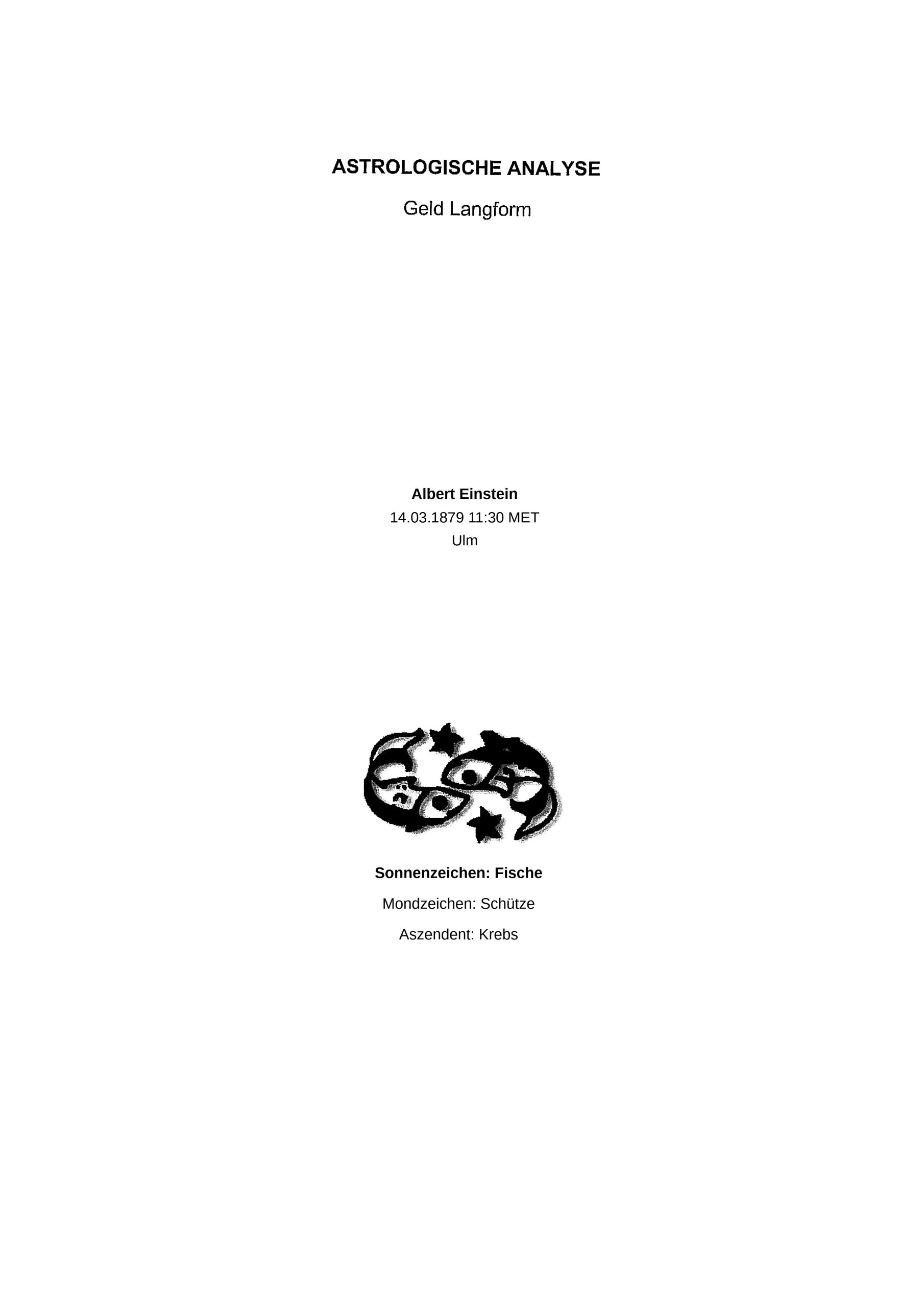 Schriftliche astrologische Analyse GELD/BESITZ/WERTE